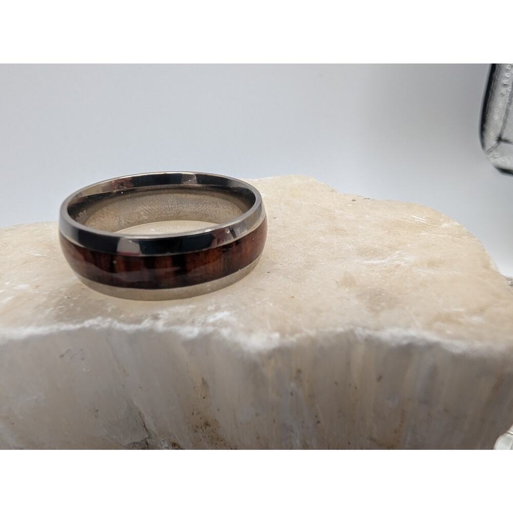 King Will Men's Titanium Ring Wood Inlay Band Size 13.5 NEW OPEN light